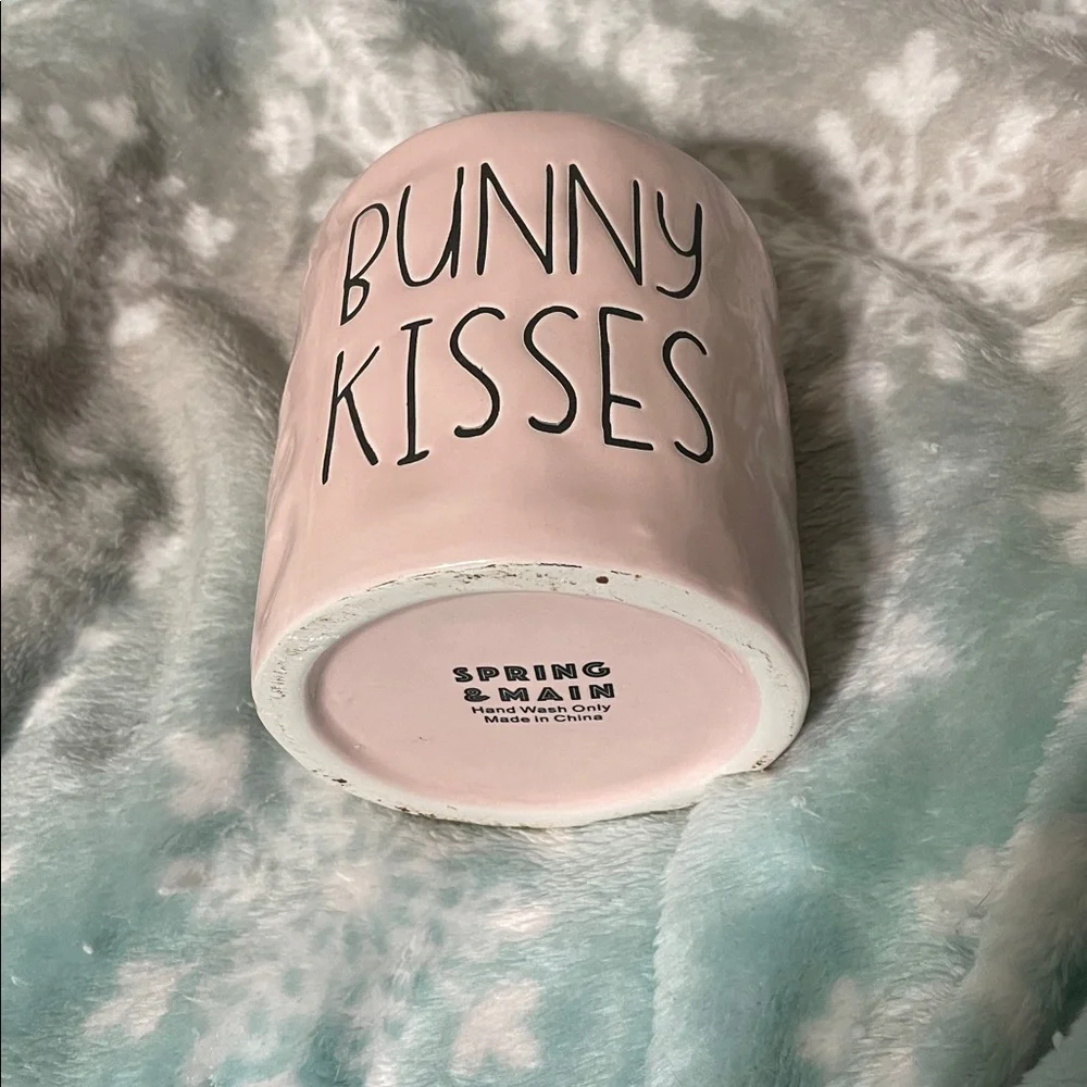 Rae Dunn Inspired Bunny Kisses Pink Ceramic Jar Like New
